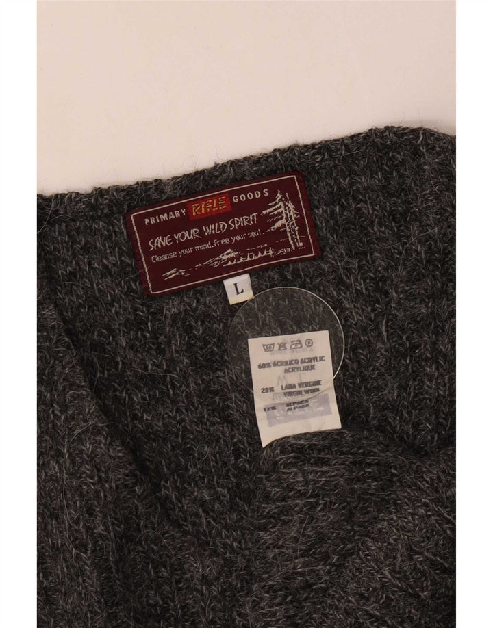 Rifle Herre V-hals Jumper Sweater Stor Grå Akryl