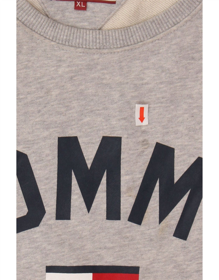 TOMMY HILFIGER Mens Graphic Sweatshirt Jumper XL Grey Cotton