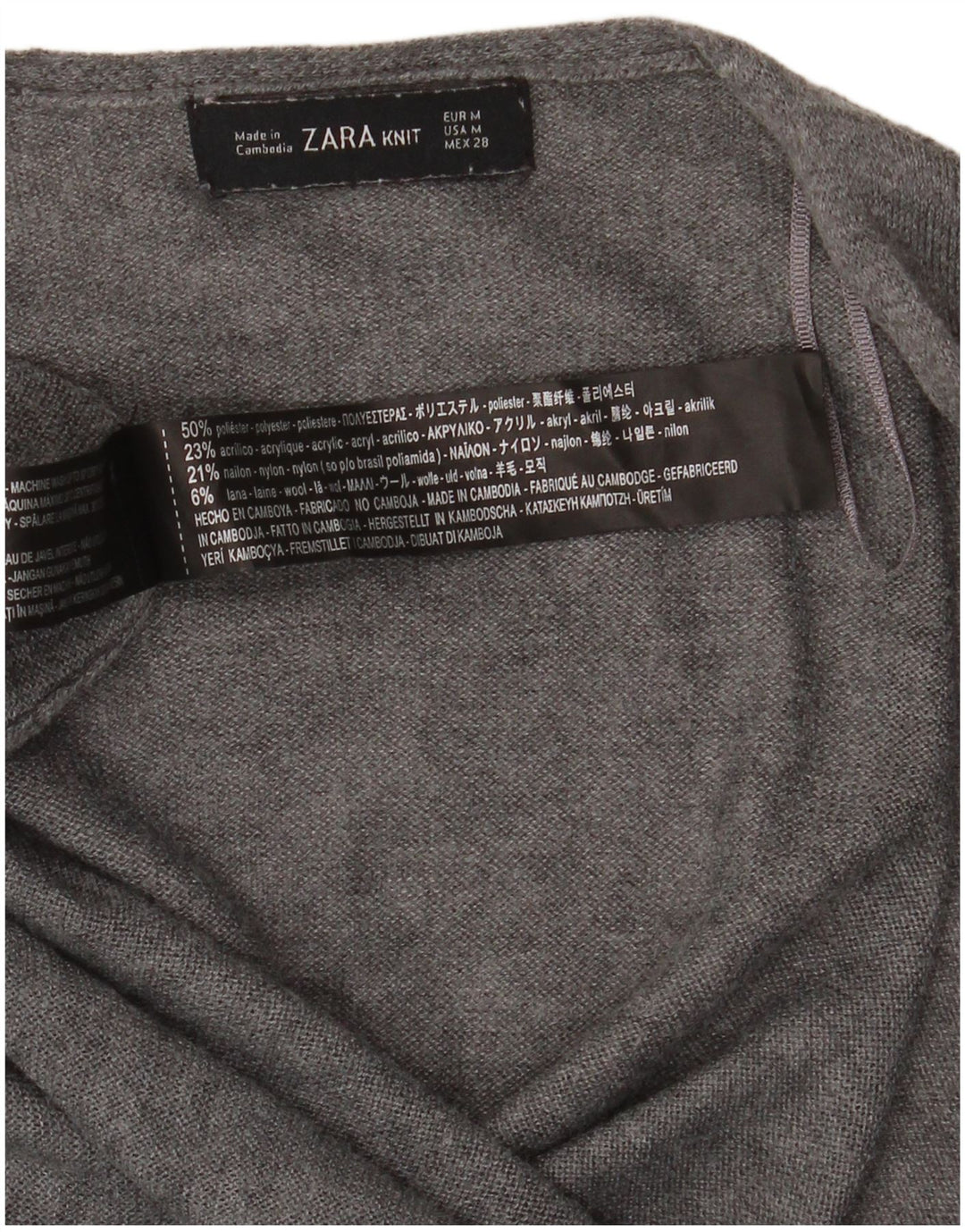 Zara Womens Longline Open Cardigan Sweater UK 14 Medium Grey Polyester