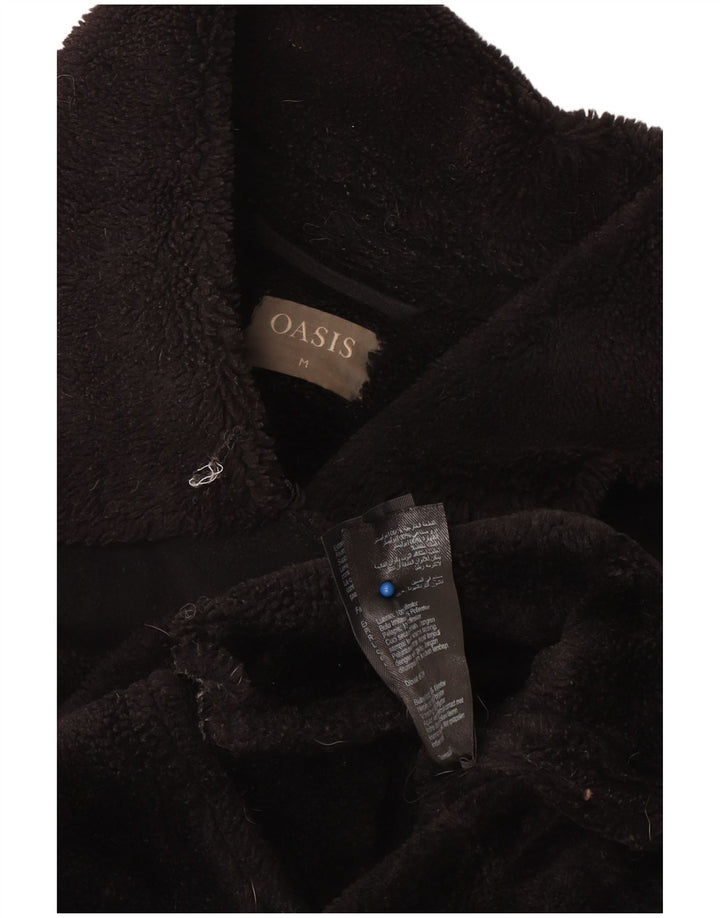 Oasis Sherpa Biker Jacket til kvinder, UK 14 Medium Sort Polyester