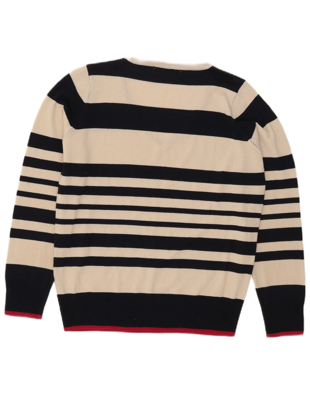 Marks & Spencer Dame V-hals sweater UK 12 Medium Off White Stribet