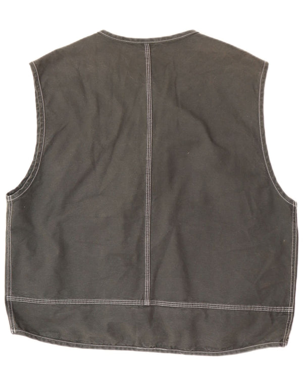 Vintage Herre Utility Gilet UK 40 Large Khaki Cotton