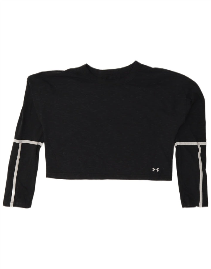 Under Armour Dame Crop Top Langærmet UK 14 Medium Sort Bomuld