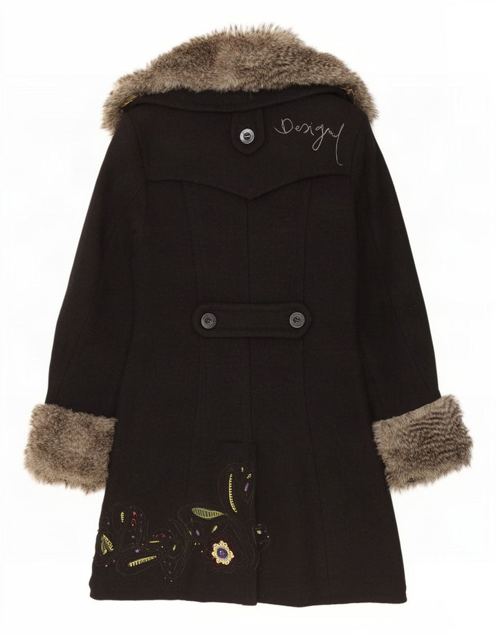 Desigual Dame Grafisk Dobbeltradet Frakke EU 42 Large Black Floral
