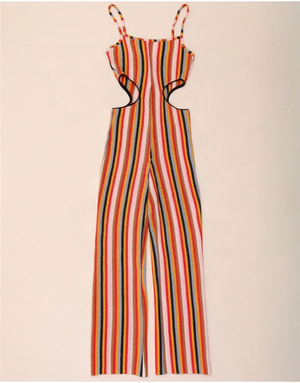 Zara Dame Jumpsuit UK 10 Small L30 Flerfarvet stribet bomuld