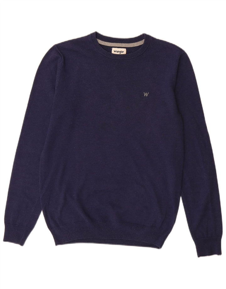 Wrangler Herre Boat Neck Jumper Sweater Medium Navy Blue Bomuld