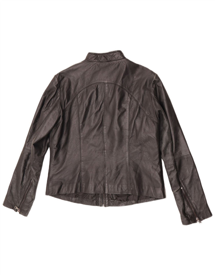 Conbipel Dame Crop Læderjakke IT 48 XL Sort Læder