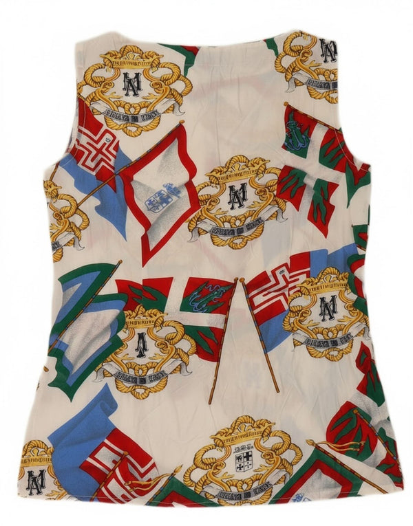 Armata Di Mare kvinders abstrakt mønster bluse Top IT 44 Medium White