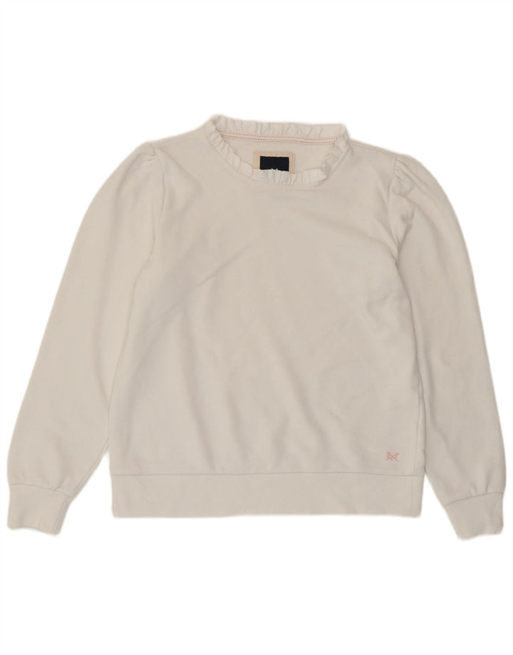 CREW TØJ Dame Sweatshirt Jumper UK 12 Medium Hvid Bomuld