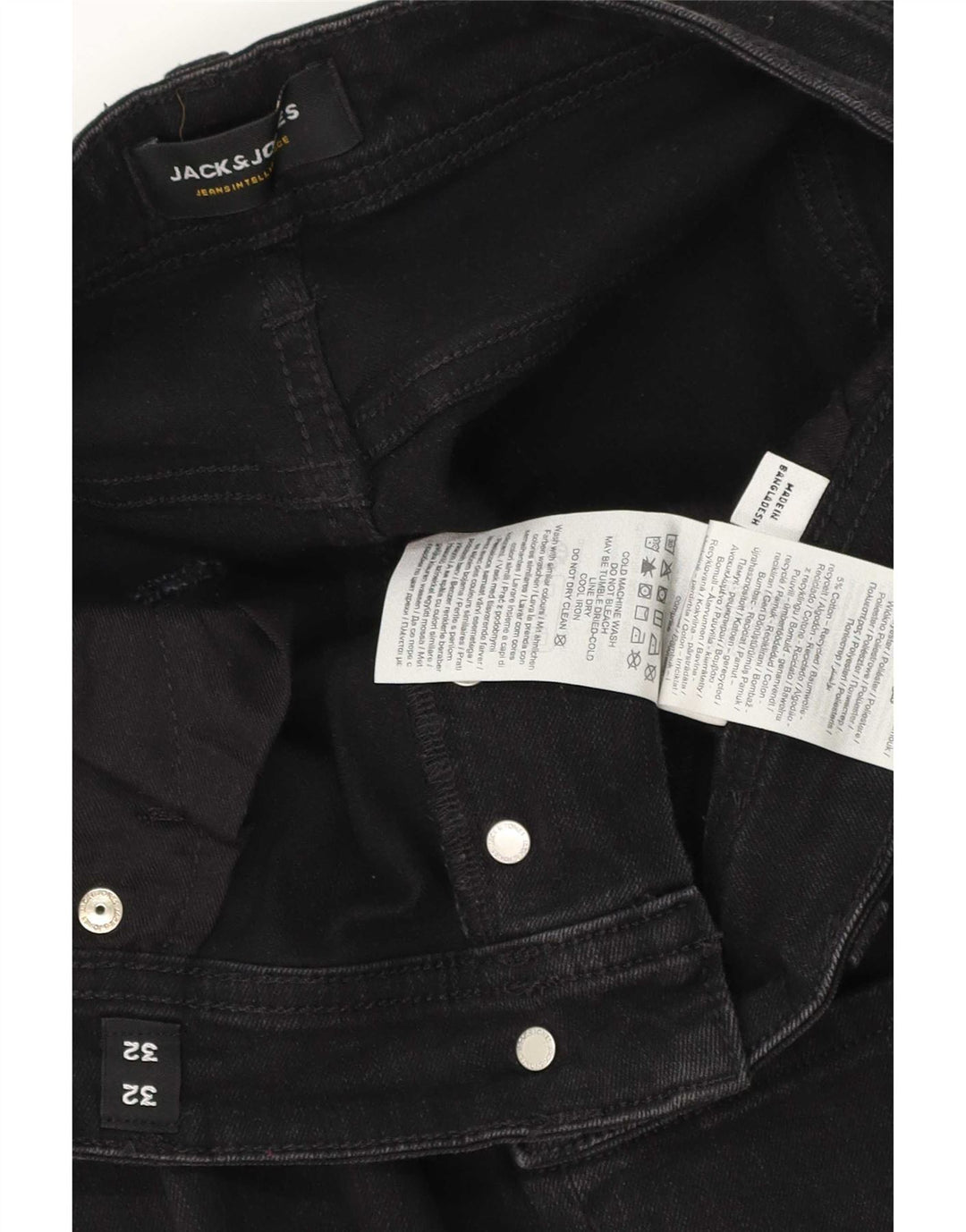 Jack & Jones Straight Jeans til mænd W32 L32 Sort bomuld