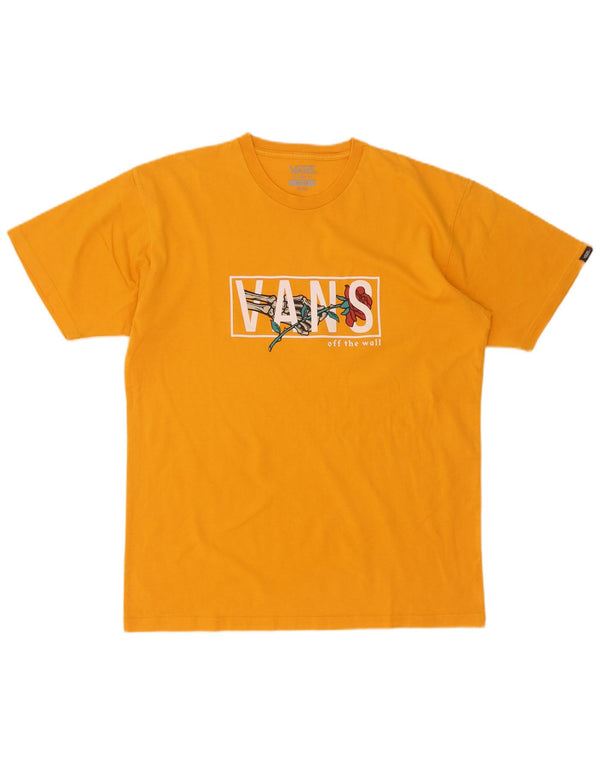 Vans Herre Classic Fit Grafisk T-Shirt Top Medium Gul Bomuld