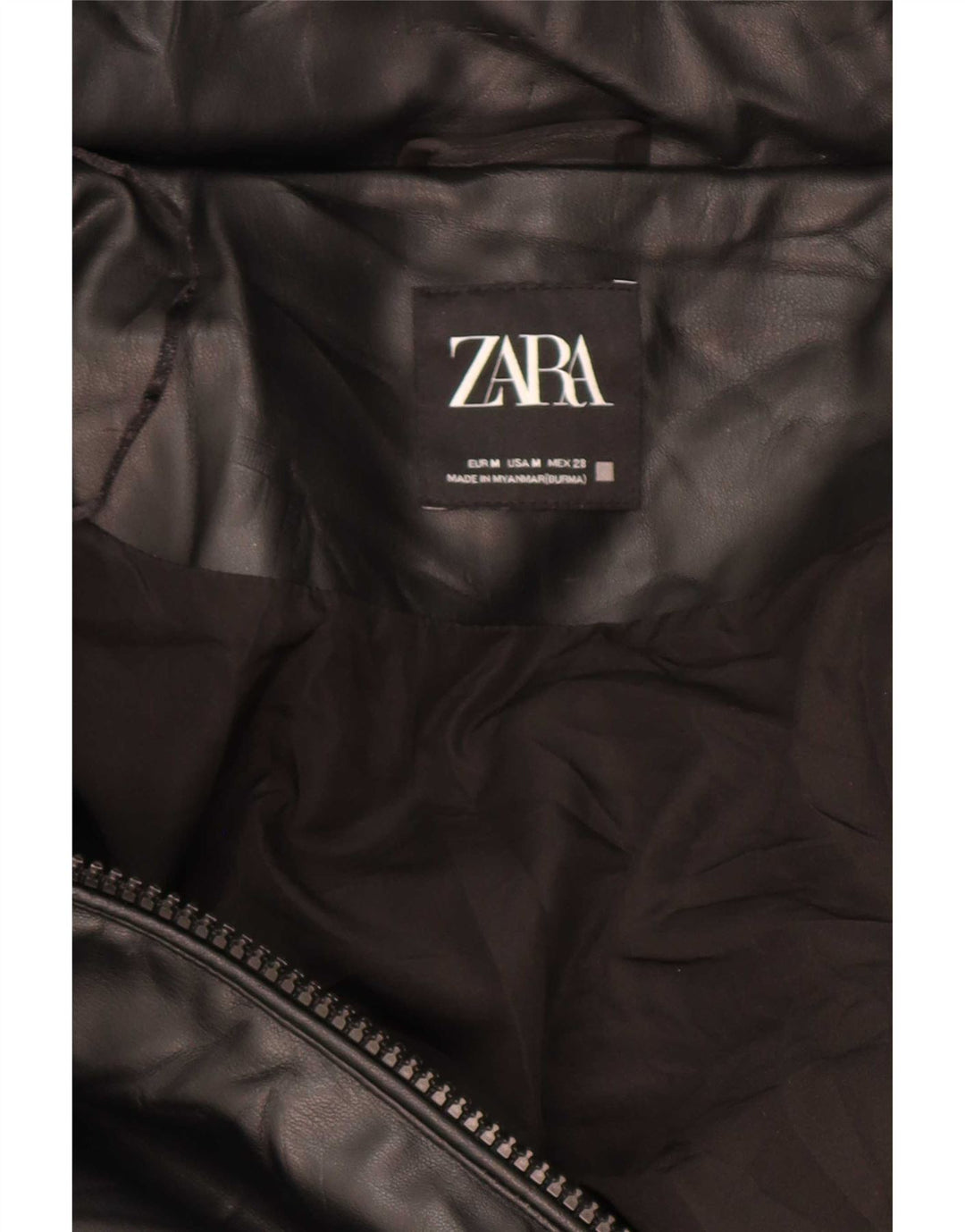 Zara Herre Oversized hættepolstret frakke Medium sort polyester