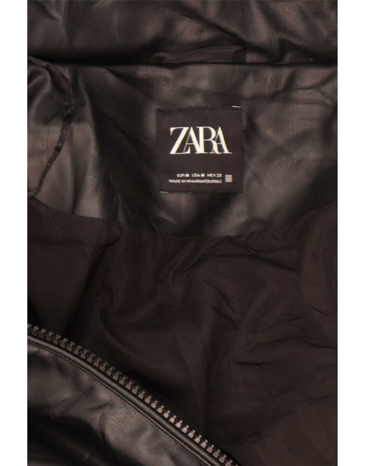 Zara Herre Oversized hættepolstret frakke Medium sort polyester