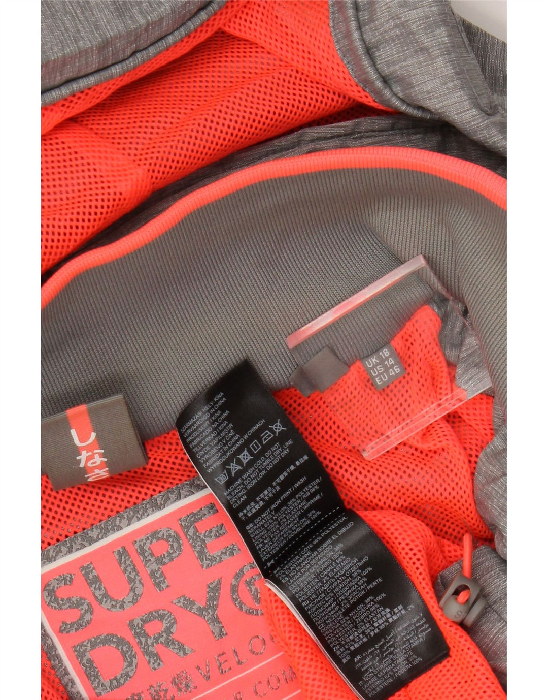 Superdry Regnjakke med hætte til kvinder UK 18 XL Grå Nylon