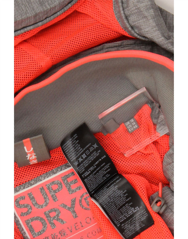 Superdry Regnjakke med hætte til kvinder UK 18 XL Grå Nylon
