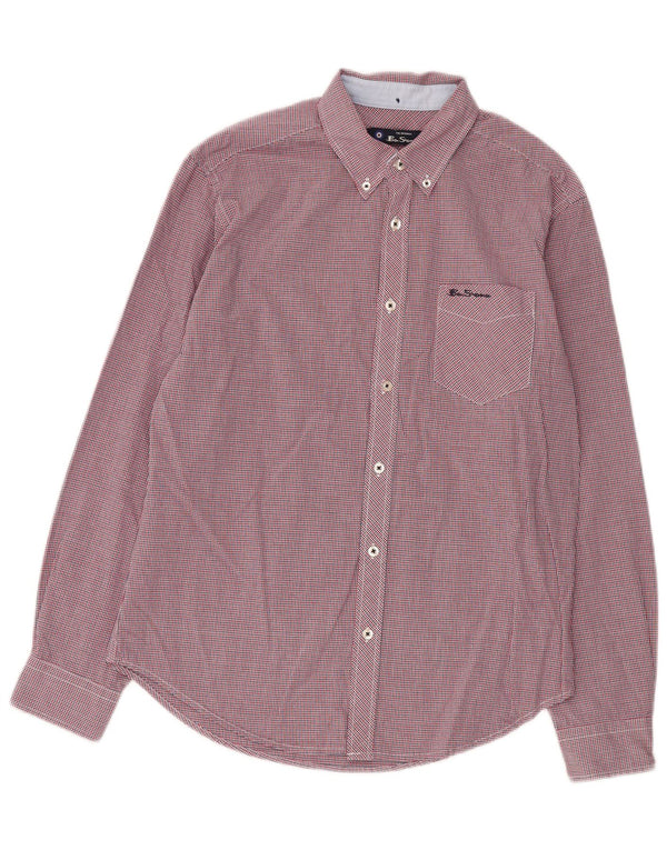 Ben Sherman herreskjorte medium rød ternet bomuld