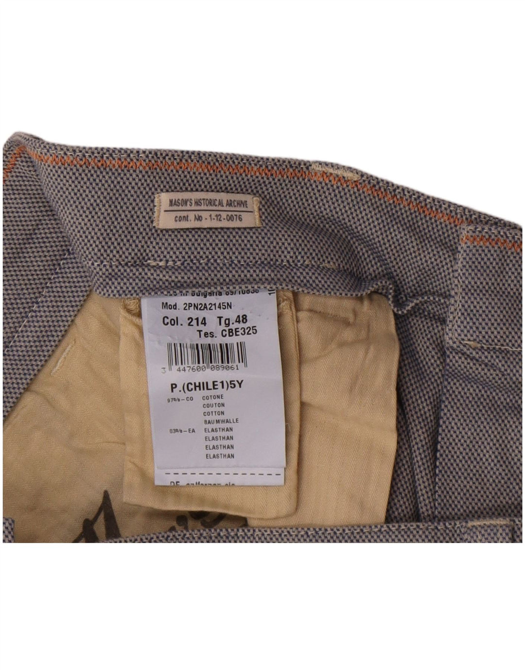 Mason's Straight Cargo Bukser IT 48 Medium W34 L28 Blå Bomuld