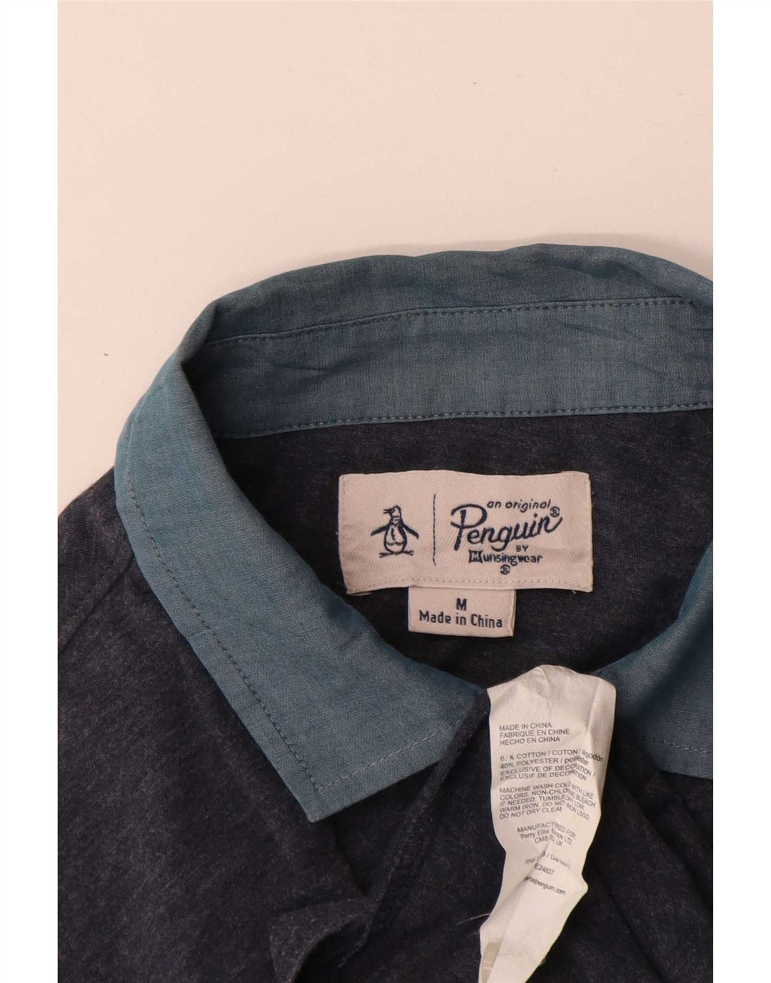 Penguin herre poloshirt Medium marineblå Colourblock Bomuld