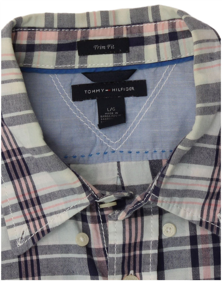 Tommy Hilfiger Herreskjorte Stor blå ternet bomuld
