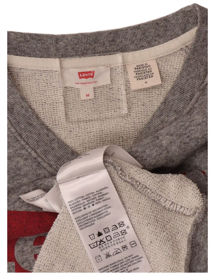 Levi's Dame Grafisk Sweatshirt Jumper UK 14 Medium Grey Bomuld