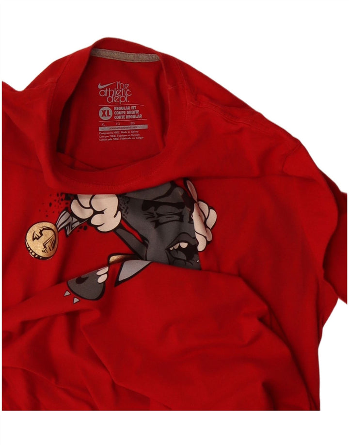 Nike Herre Regular Fit Grafisk T-Shirt Top XL Rød