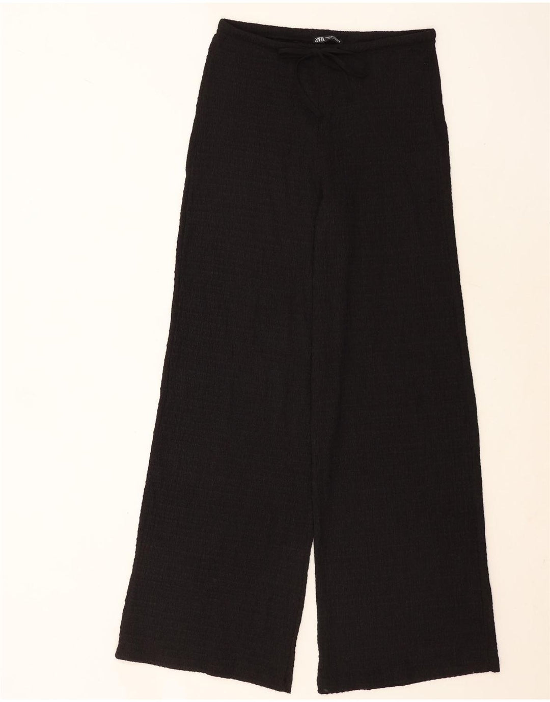 Zara Kvinder Casual Bukser med brede ben Medium W28 L31 Sort Polyester