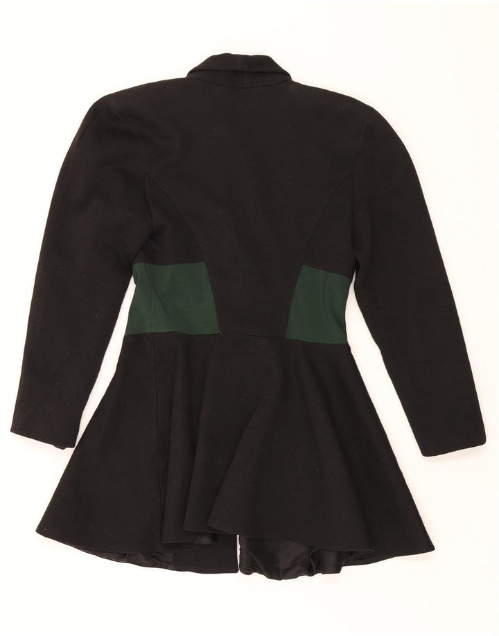 VINTAGE Womens Double Breasted Coat IT 44 Medium Black Colourblock Acrylic Vintage Vintage and Second-Hand Vintage from Messina Hembry 