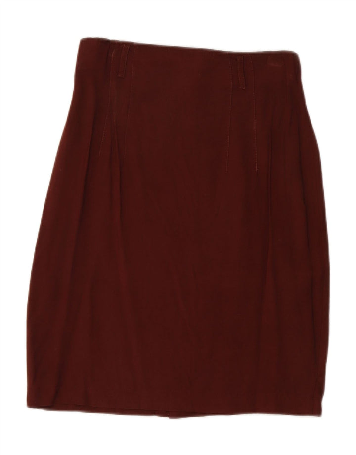 VINTAGE Womens Straight Skirt IT 42 Medium W24  Burgundy Viscose Vintage Vintage and Second-Hand Vintage from Messina Hembry 