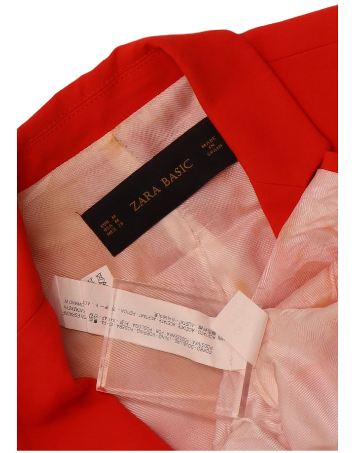 Zara Dame 1 Knap Blazer Jacket UK 38 Medium Red Acetate