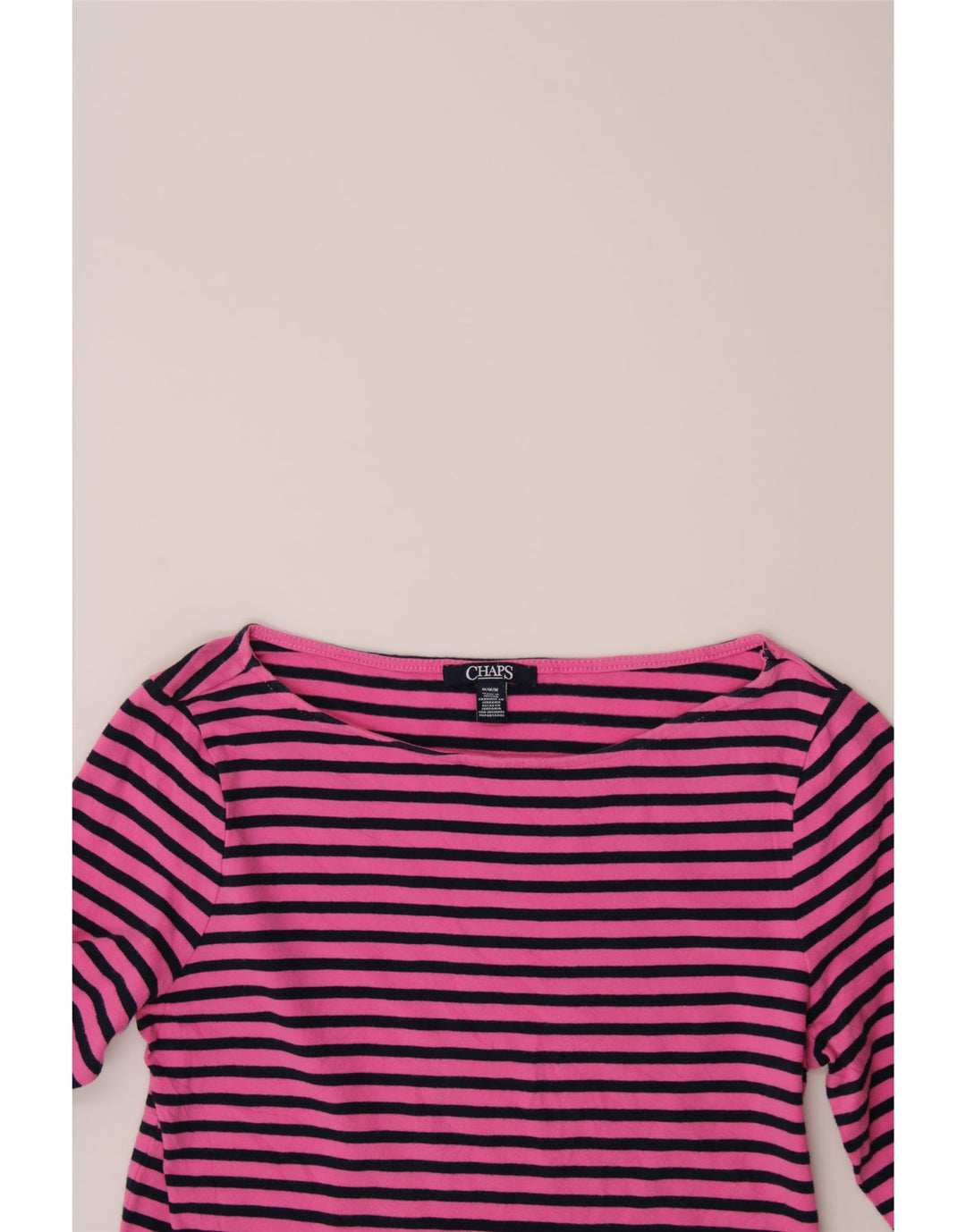 CHAPS Womens Top 3/4 Sleeve UK 12 Medium Pink Striped Cotton Vintage Chaps and Second-Hand Chaps from Messina Hembry 