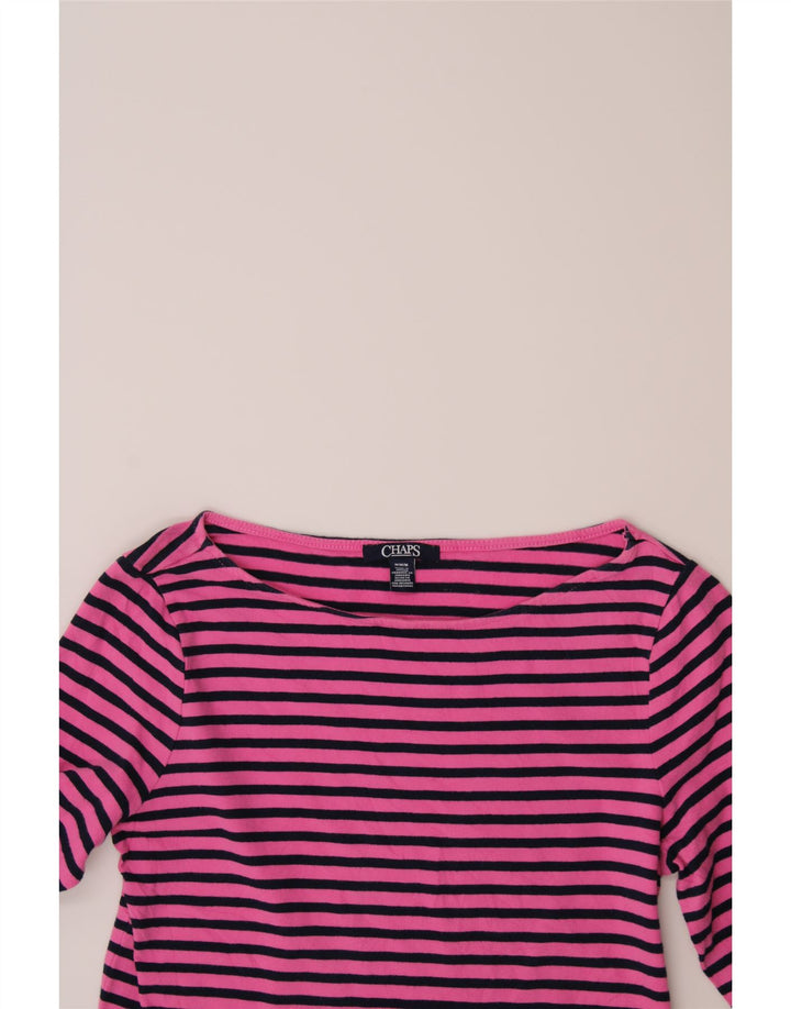 CHAPS Womens Top 3/4 Sleeve UK 12 Medium Pink Striped Cotton Vintage Chaps and Second-Hand Chaps from Messina Hembry 