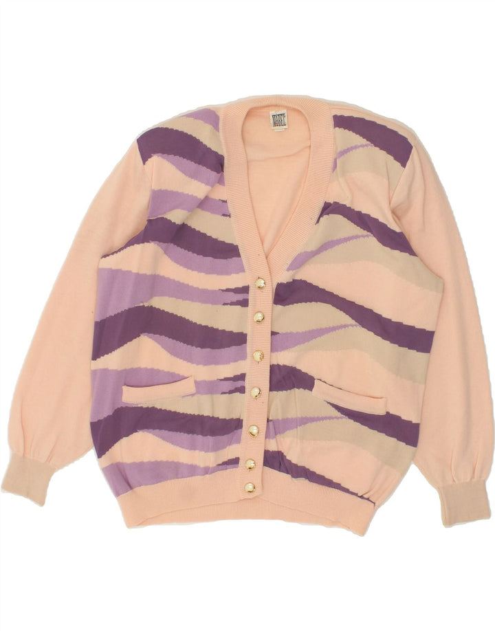 VINTAGE Womens Cardigan Sweater IT 42 Medium Beige Colourblock Wool Vintage Vintage and Second-Hand Vintage from Messina Hembry 