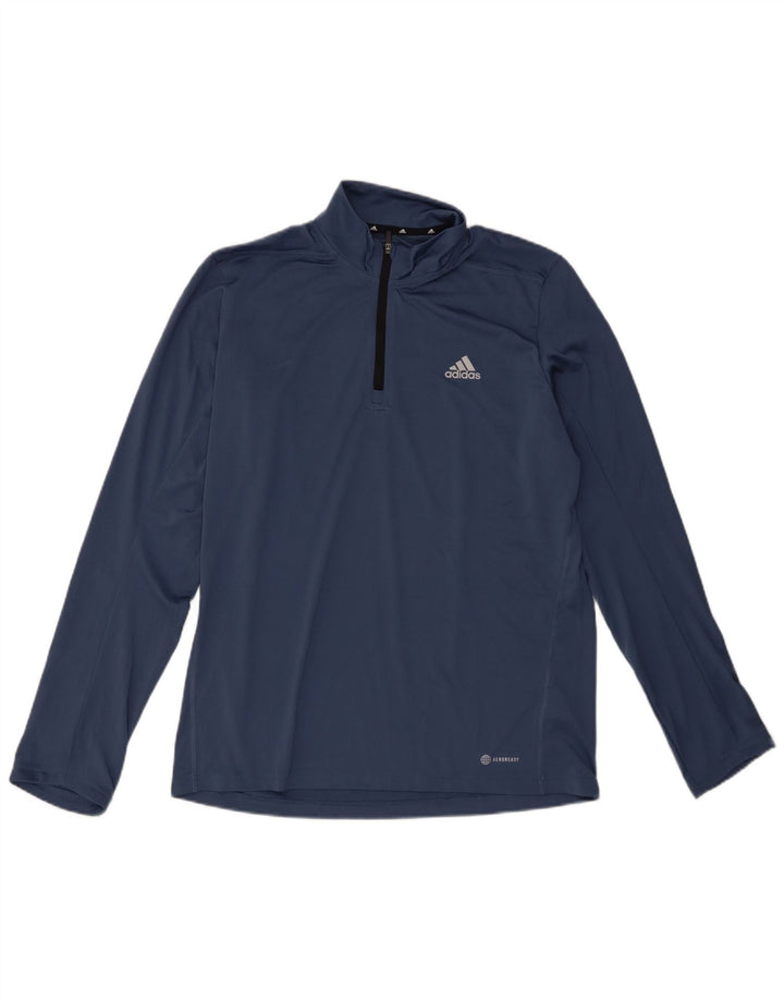 Adidas Herre Aeroready Zip Neck Pullover Træningsdragt Top Medium Navy Blue