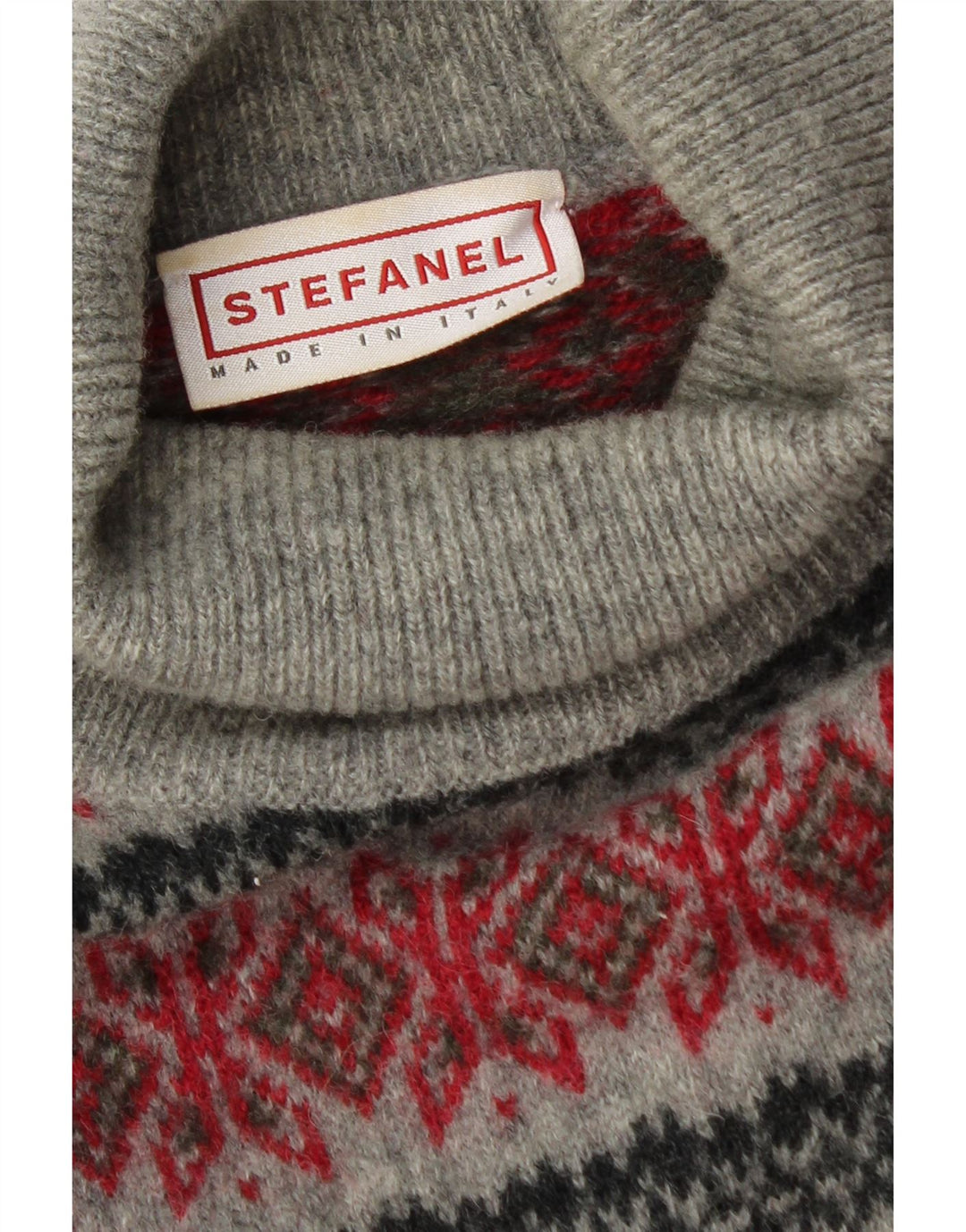 Stefanel Herre rullehals sweater XL Grå Fair Isle