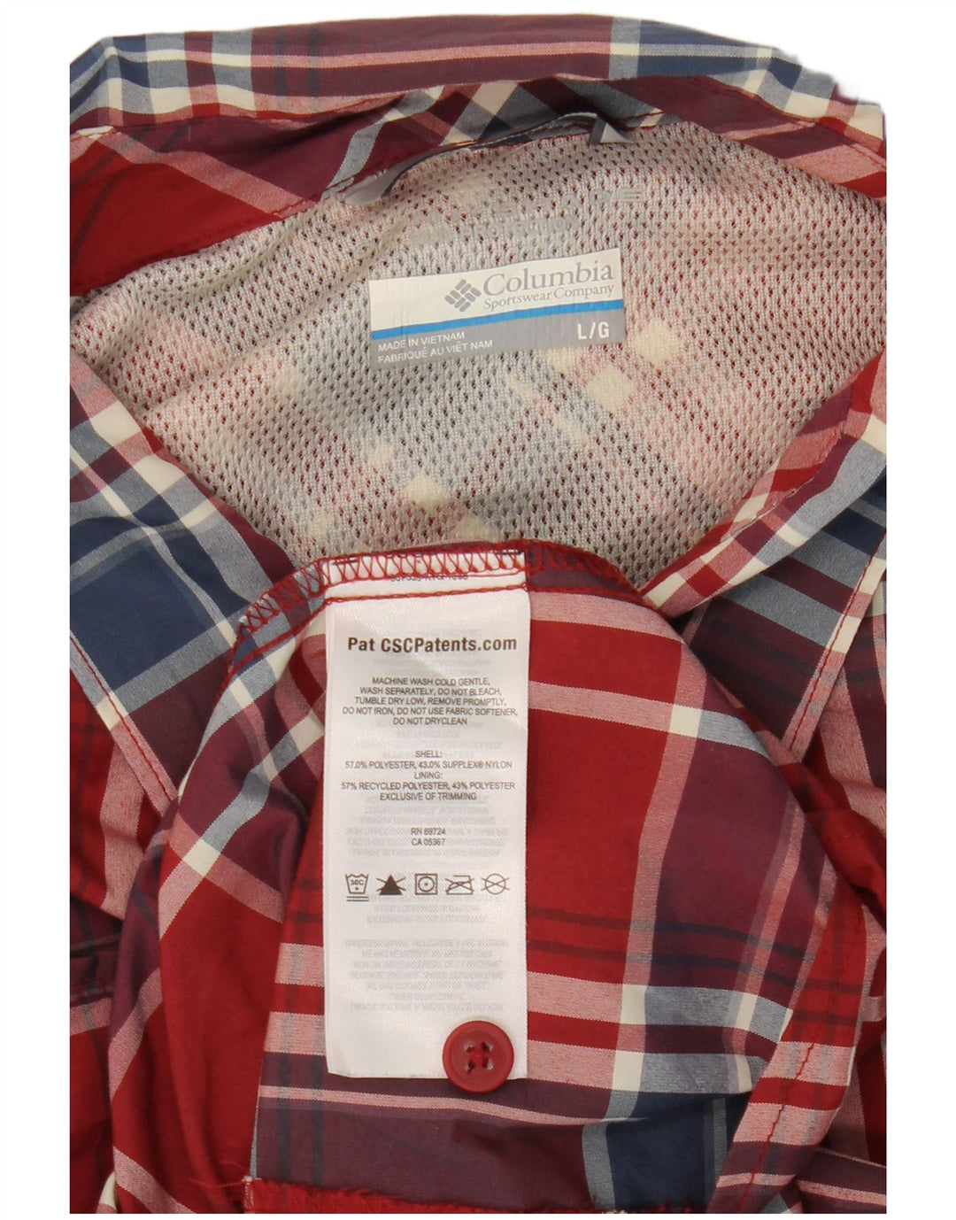 Columbia herreskjorte stor rødternet polyester