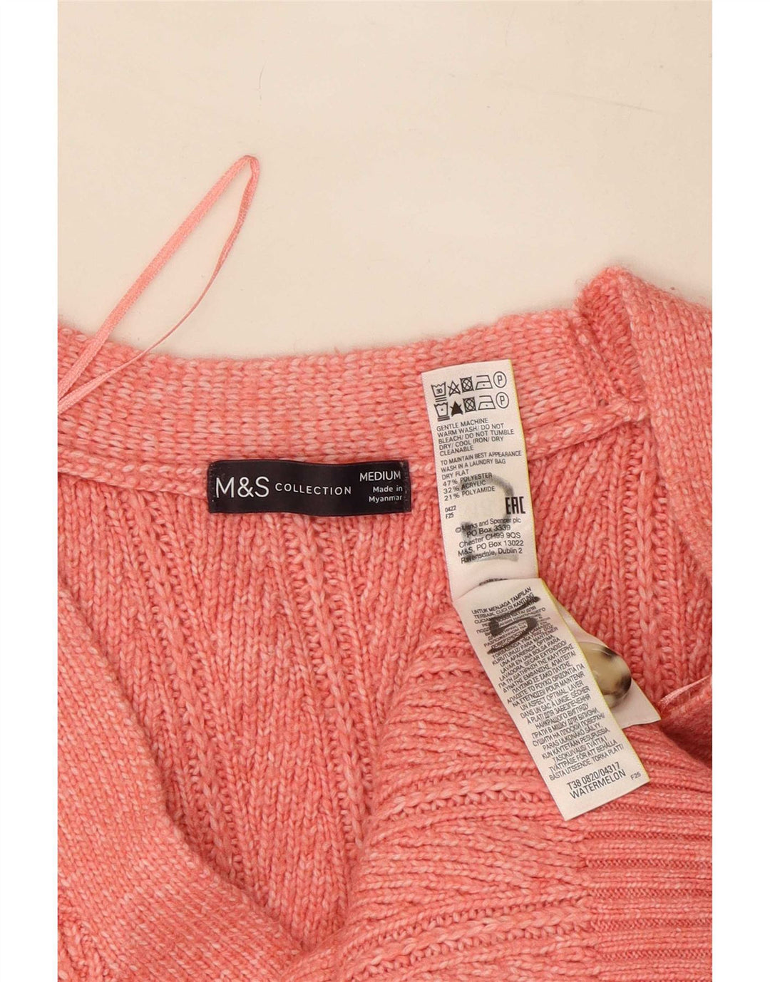 Marks & Spencer dame cardigan sweater UK 14 Medium Pink Polyester