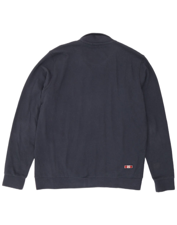 Marville Herre grafisk træningsdragt topjakke 3XL marineblå bomuld Retro