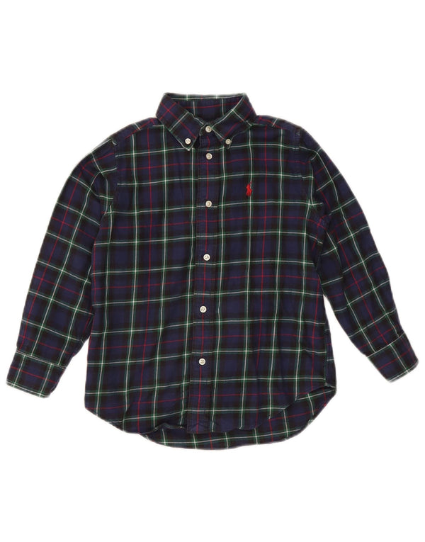 Ralph Lauren drenge flannelskjorte 4-5 år marineblå ternet bomuld