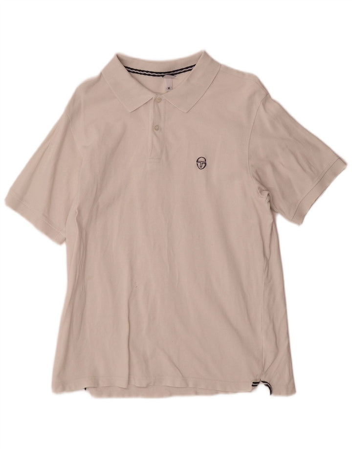 Sergio Tacchini herre poloshirt XL hvid bomuld