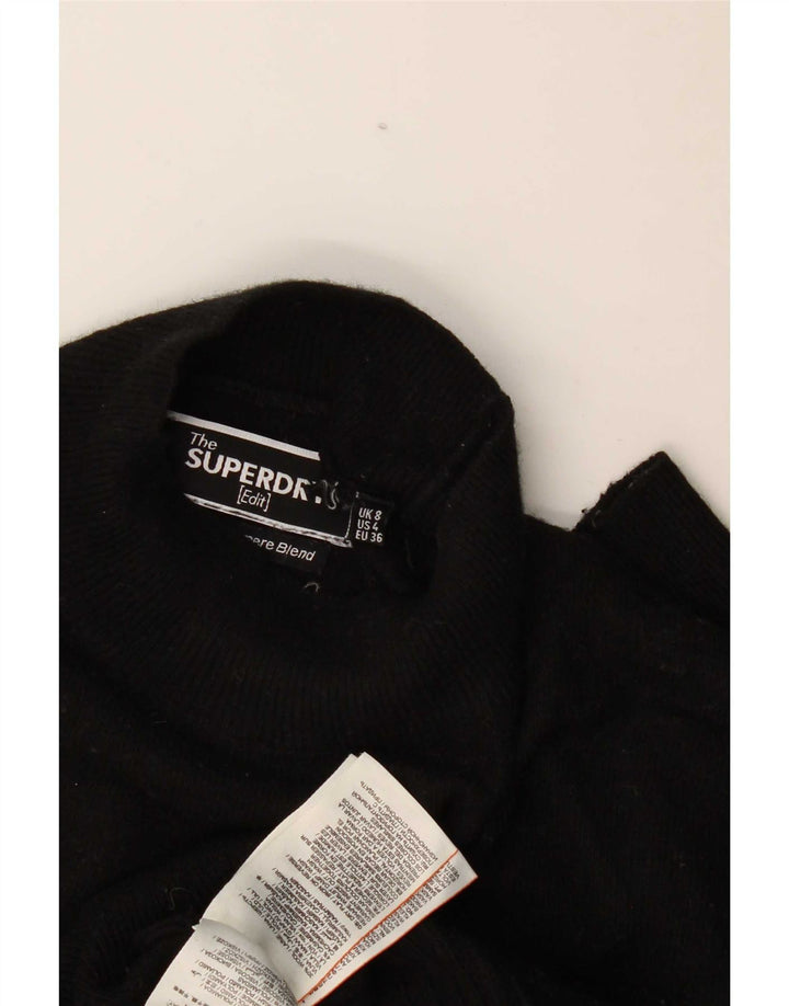 Superdry Dame Oversized Turtle Neck Sweater UK 8 Small Black Wool