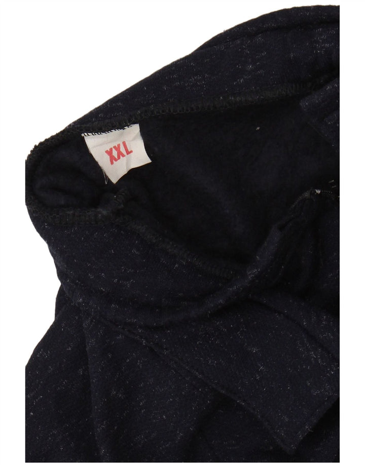 VINTAGE Dame sweater med lynlås-hals UK 20 2XL Navyblå Flecked Bomuld