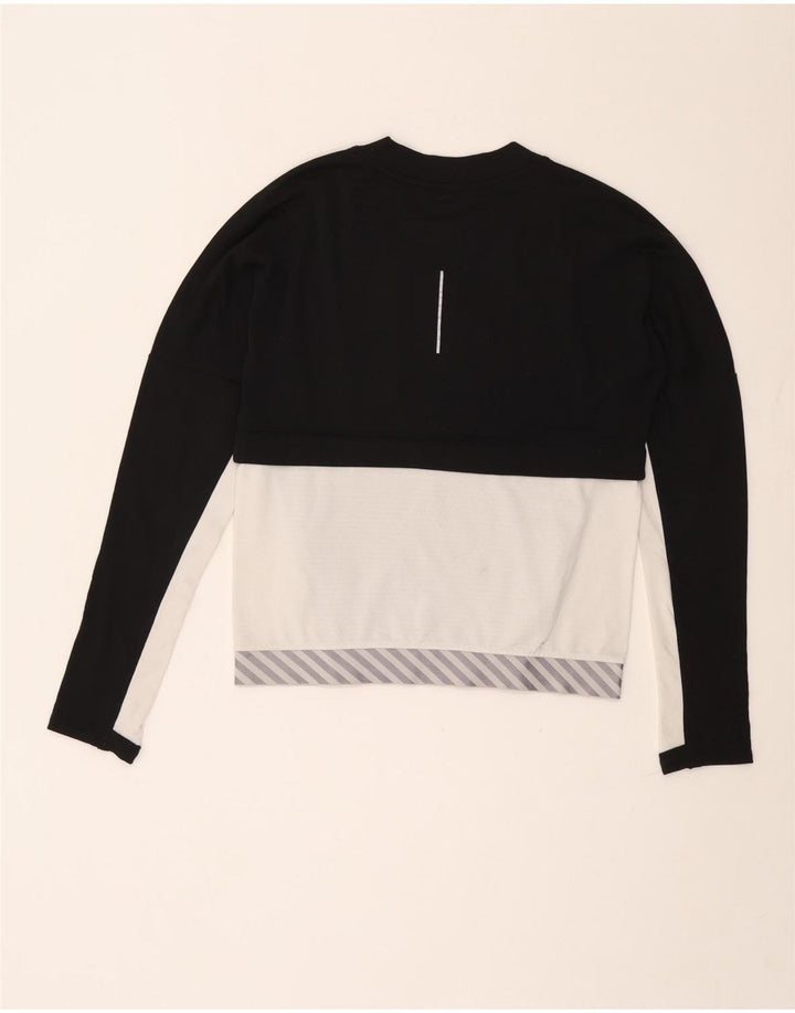 Nike Dame Running Top Langærmet UK 6 XS Sort Colourblock Polyester