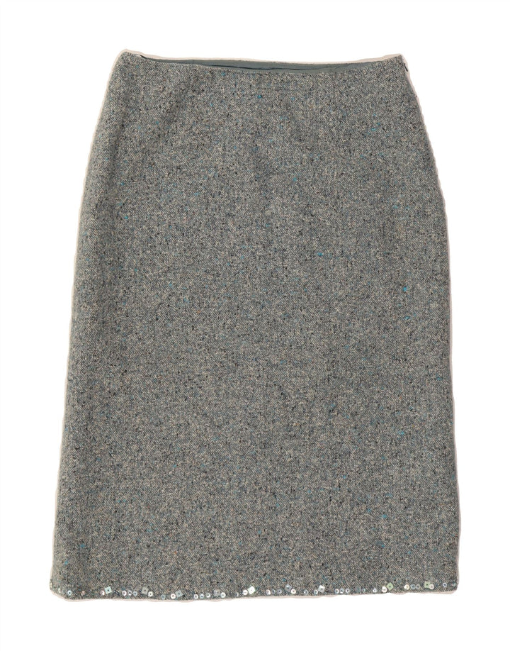MONSOON Womens Straight Skirt UK 10 Small W27  Grey Flecked Silk Vintage Monsoon and Second-Hand Monsoon from Messina Hembry 