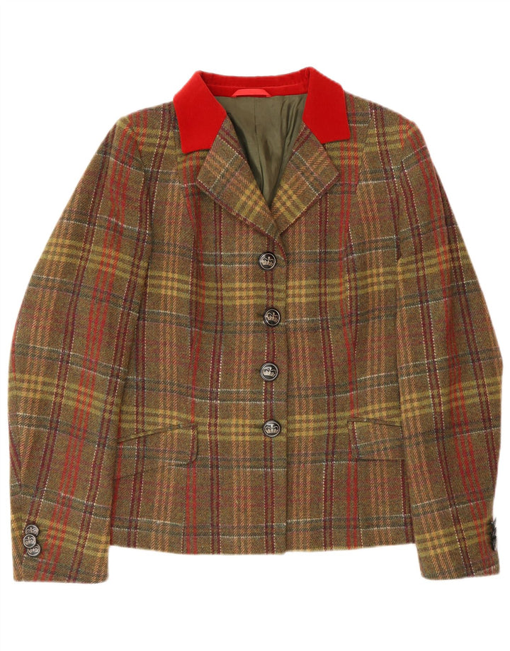 Vintage Dame 4-knaps blazerjakke EU 48 2XL Flerfarvet Plaid Classic