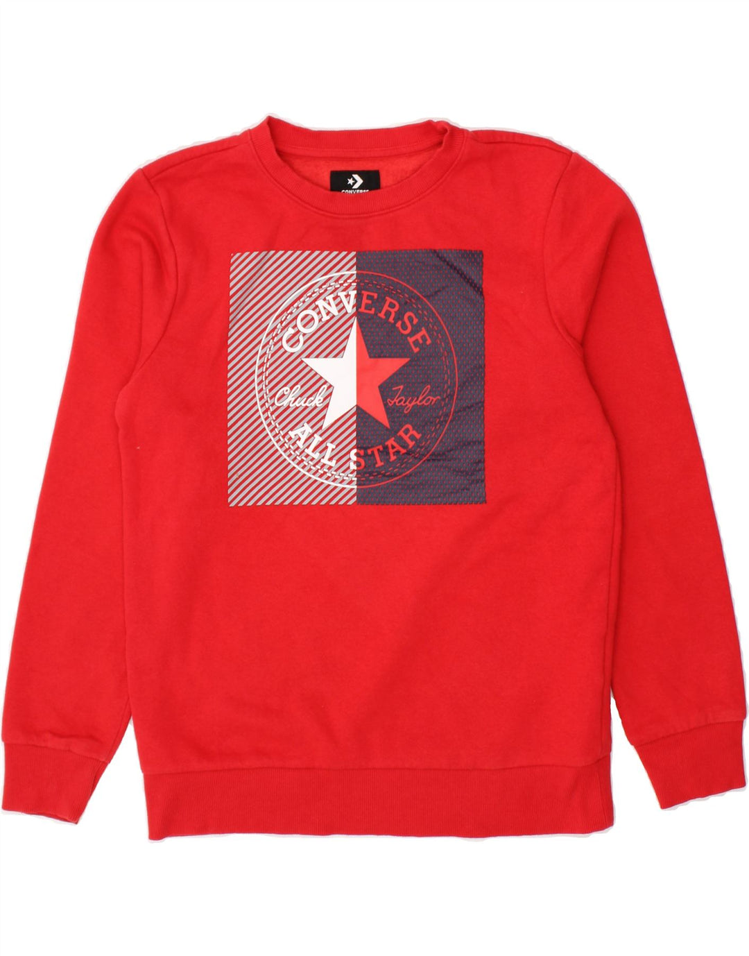 CONVERSE Boys Graphic Sweatshirt Jumper 13-14 Years XL Red Cotton Vintage Converse and Second-Hand Converse from Messina Hembry 