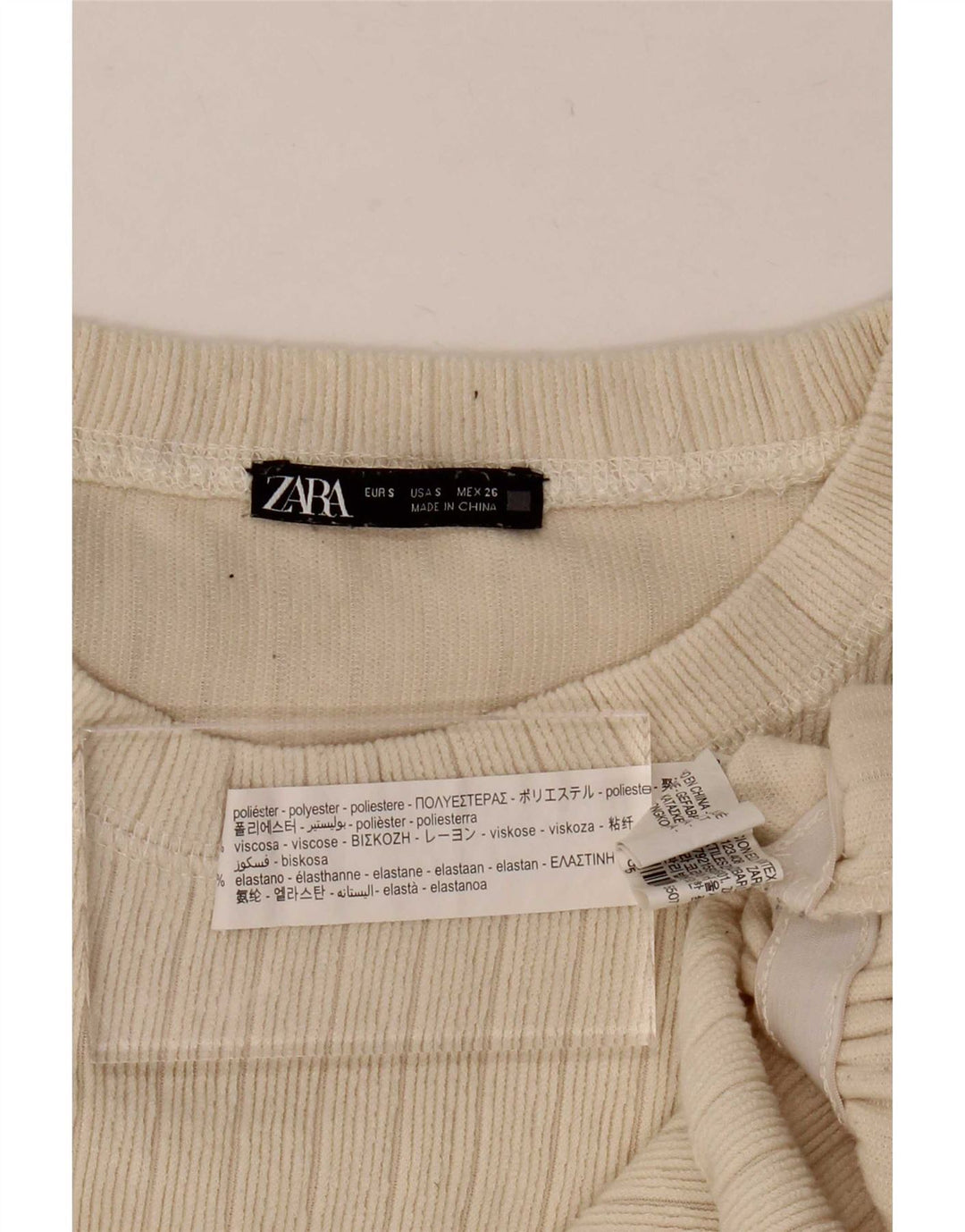 Zara Womens Relaxed Fit Bluse Top UK 10 Small Beige Polyester