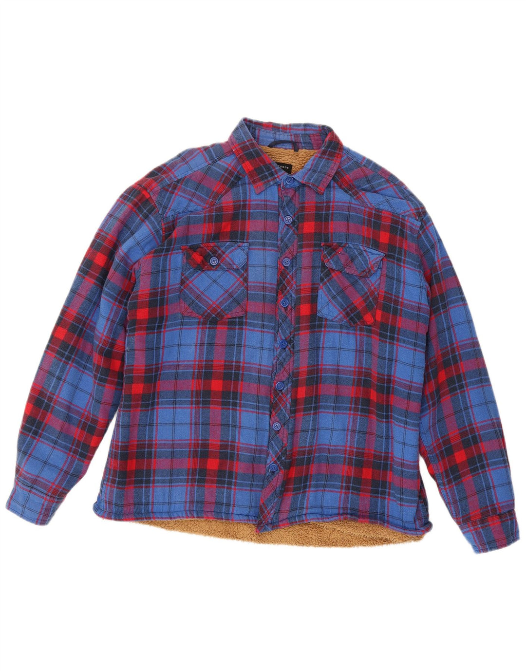 Watsons Herre Sherpa Flannel skjorte XL blå ternet bomuld