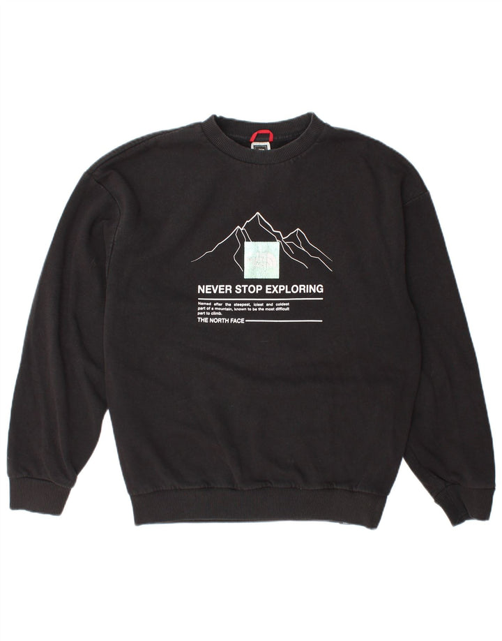The North Face Dame Grafisk Sweatshirt Jumper UK 14 Medium Sort Bomuld