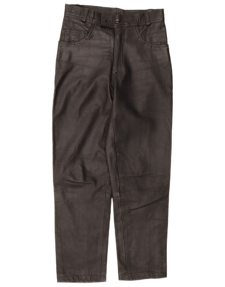 VINTAGE Womens Tapered Leather Trousers W30 L28 Black