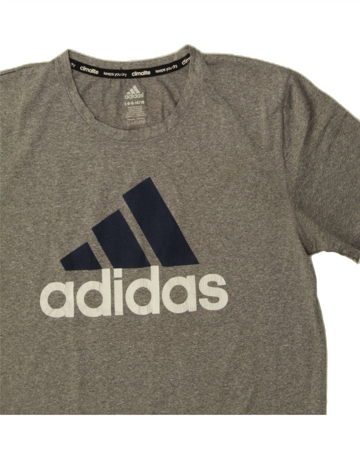 ADIDAS Boys Graphic T-Shirt Top 14-15 Years Large Grey Polyester Vintage Adidas and Second-Hand Adidas from Messina Hembry 